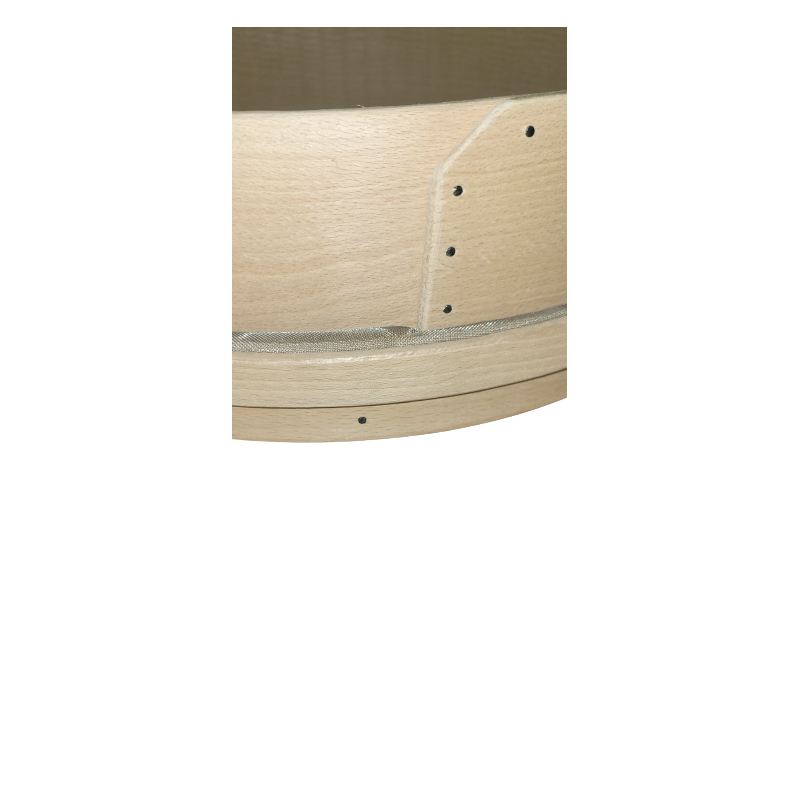 détails finition d'un tamis en bois diamètre 35 cm maille 0.36 mm pour tamisage garnet 200 et 400