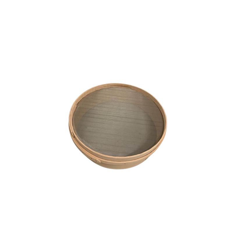 vue arrière du tamis en bois diamètre 35 cm maille 0.36 mm pour tamisage garnet 200 et 400