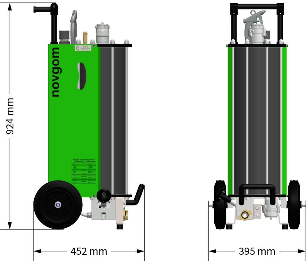 dimension de l aerogommeuse novgom 17