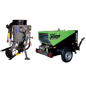 aerogommeuse novgom 40 avec son compresseur diesel de 2900 litres/minutes