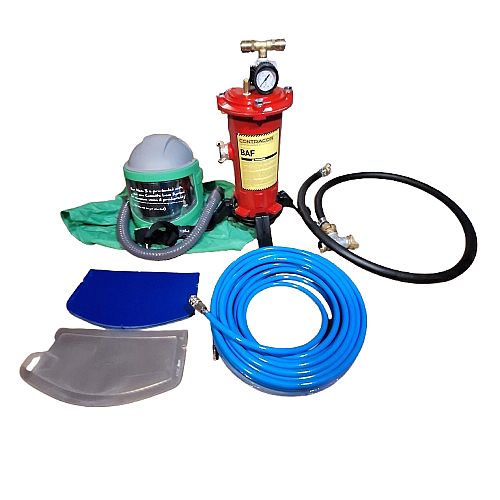 casque de sablage ventilé nova 3 avec les visieres et le filtre air comprimé