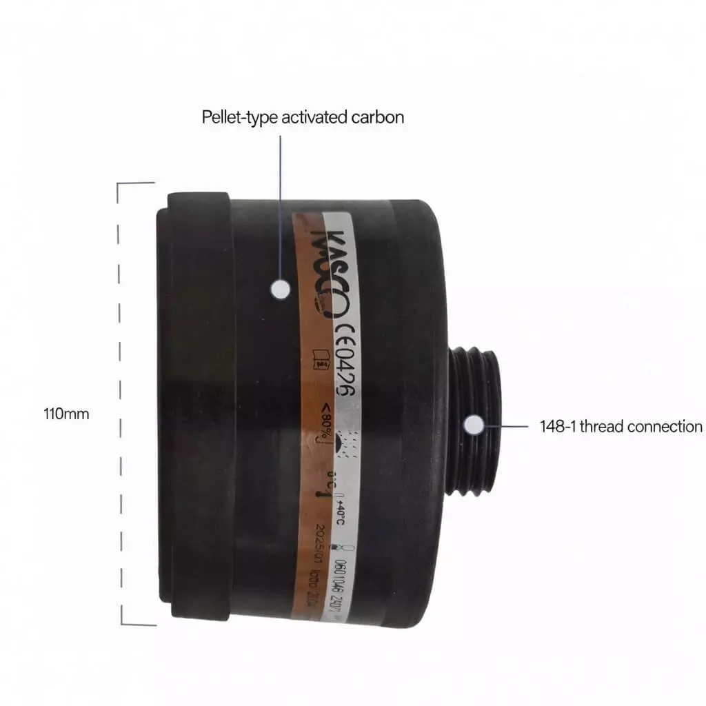 cartouche filtrante A2P3 diamètre 110 mm avec une connexion de 40 mm