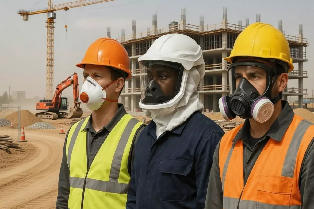 3 types de casque ventilé de sablage .